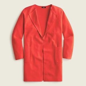 J Crew Cerise Red Juliette Collarless Sweater Blazer S, M